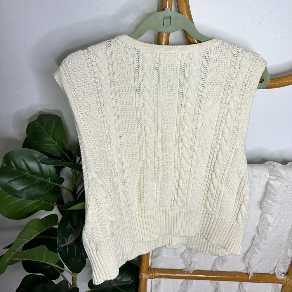 Anthropologie Cream Cable Knit Sweater Vest sz OS - Picture 2 of 4